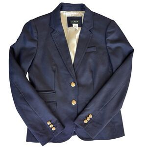 J. Crew Original Schoolboy Blazer Navy Blue WOOL Stretch Gold Buttons 20233 Sz 2